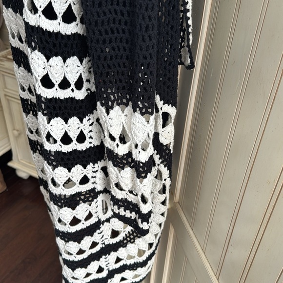Boston Proper Black & White Crochet Open Front Duster/ Cardigan - Picture 6 of 11